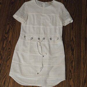 MICHAEL Michael Kors White Short Sleeve Eyelet Dress Size M 100% cotton